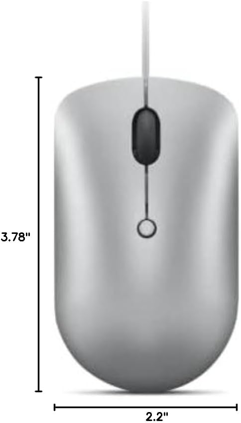 Lenovo 540 USB-C Wired Connection Computer Mouse for PC, Laptop, Computer with Windows or Chrome OS - Ambidextrous Design - 4 Button - Compact Size - Cloud Grey