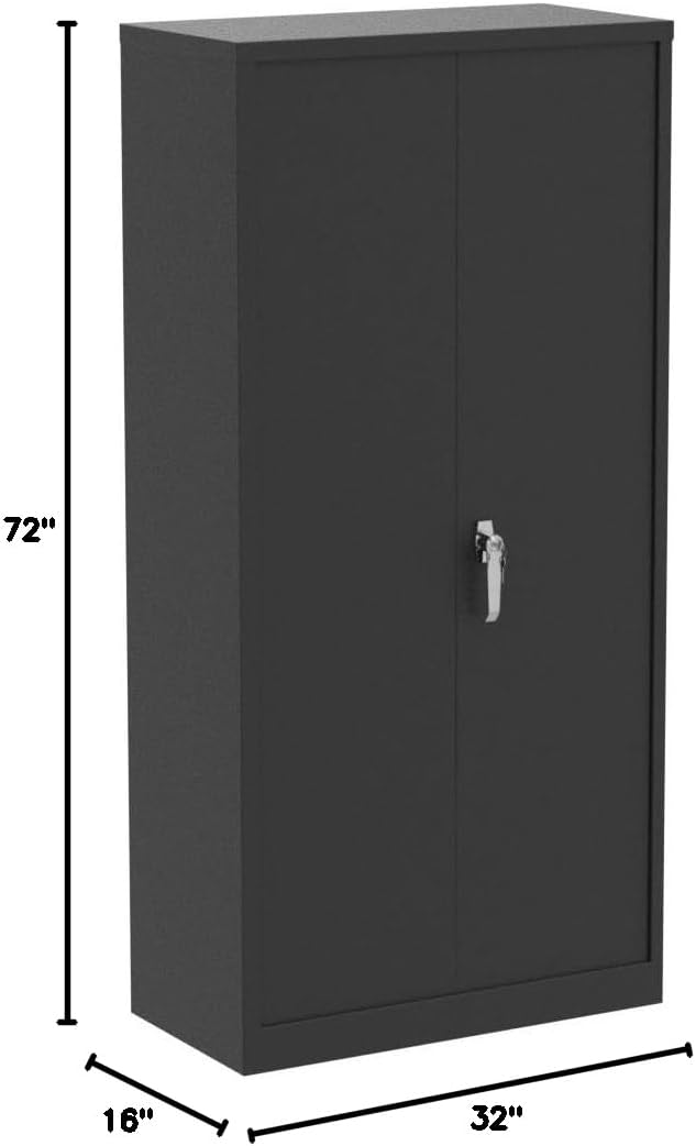 INTERGREAT Metal Storage Cabinet, 71" H Lockable File Cabinet with Locking Doors, Storage Locker with Adjustable Shelves for Office, Home, Garage, Gym, School (Black)