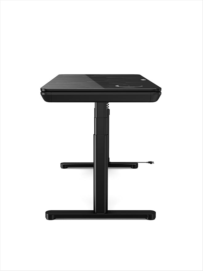 Smart Executive Electric Standing Desk, Wireless Charging, with Storage Drawer, Hidden Power Strip, Galaxy Glass
