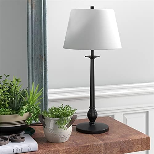Wilmer 28" Tall Table Lamp with Fabric Shade in Blackened Bronze/White