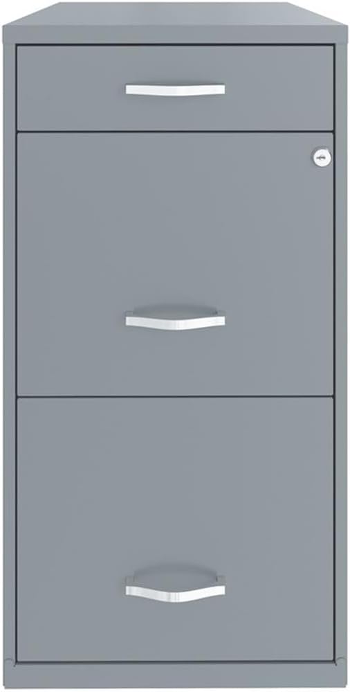 Pemberly Row 18" 3-Drawer Metal File Cabinet with Pencil Drawer in Gray