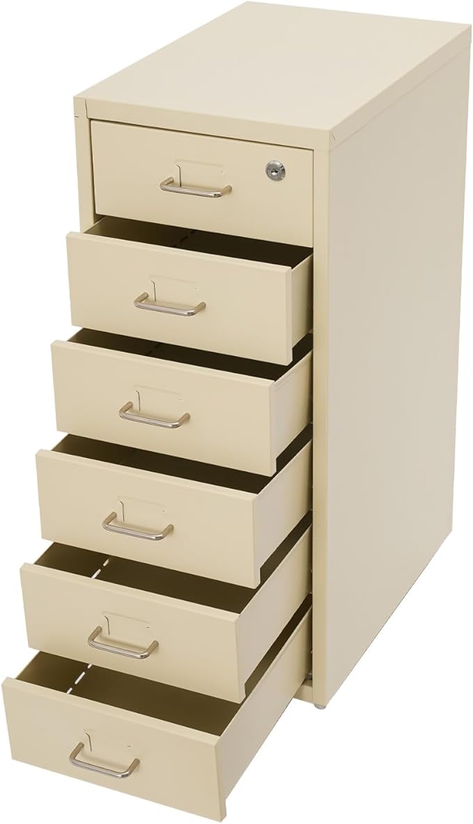 6 Drawers Rolling File Cabinet, Metal Filing Cabinets with Lock, 27 inch H Vertical Filing Organization Under Desk for Home Office, Heavy Duty Metal Storage Cabinet for A4/Letter/Legal Size File