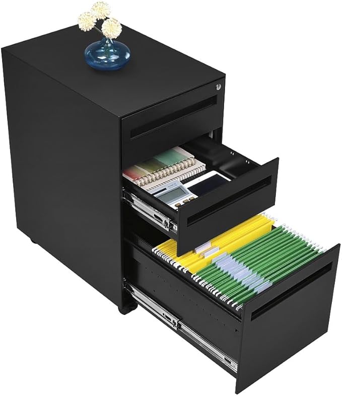 Stahl Table Desk - Walnut Laminate/Black Steel Frame | Mobile Pedestals, Stylish Office Furniture, Steel Frame