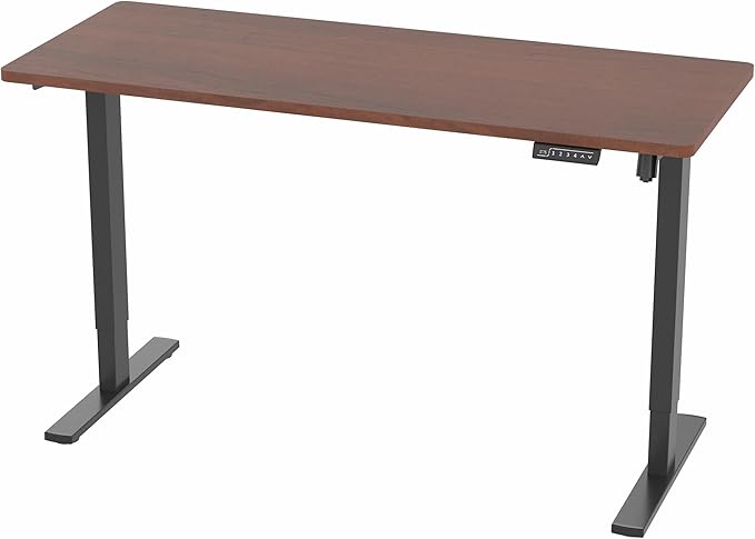 VIVO Electric 60 x 24 in Standing Desk, Memory Height Adjustment, 1B Series, One-Piece Dark Walnut Top, Black Frame, DESK-KIT-1B6D