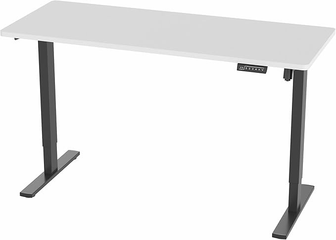 VIVO Electric 60 x 24 in Standing Desk, Memory Height Adjustment, 1B Series, One-Piece White Top, Black Frame, DESK-KIT-1B6W