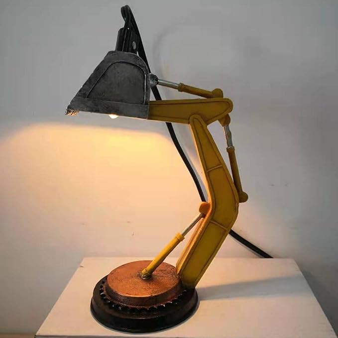 TOPINCN Industrial Design Excavator Desk Lamp, Digger LED Night Light Bedside Desk Lamp for Home Bedroom Decoration Unique Light