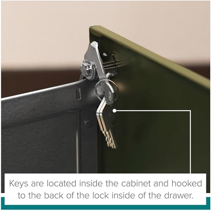 Pemberly Row 3 Drawers 29.52" Vertical Navy Metal Filing Cabinet Lockable Pre-Assembled Movable Letter Size for Home, Office