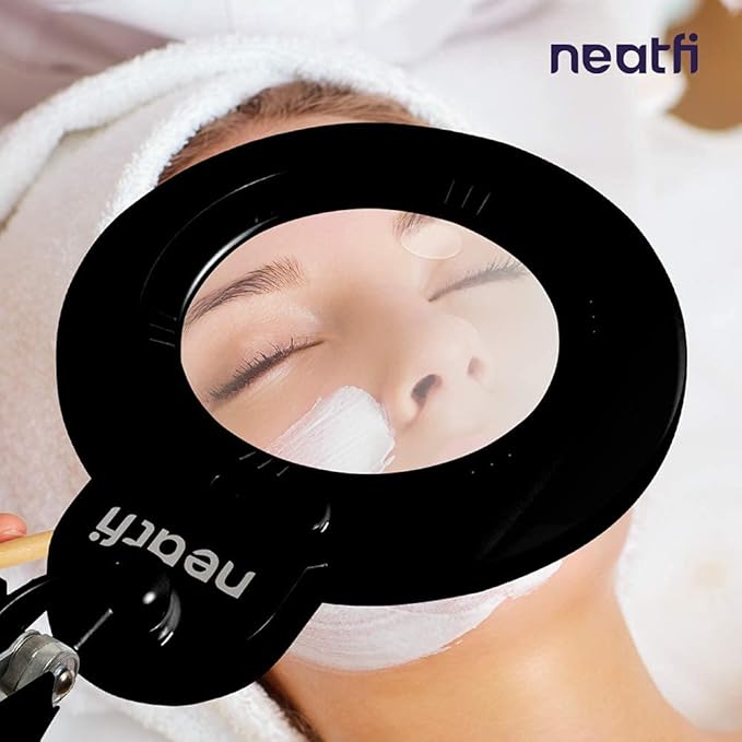 Neatfi XL Bifocals 1,200 Lumens LED Magnifying Lamp with Clamp, 3 Light Modes, Correlated Color Temperature Control (3000K-4500K-6000K), 12W, 120 Pcs SMD LED (Black, 6 Inch Lens)