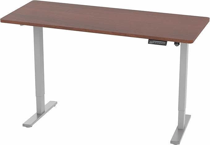 VIVO Electric 60 x 24 in Standing Desk, Memory Height Adjustment, 1B Series, One-Piece Dark Walnut Top, Gray Frame, DESK-KIT-1G6D