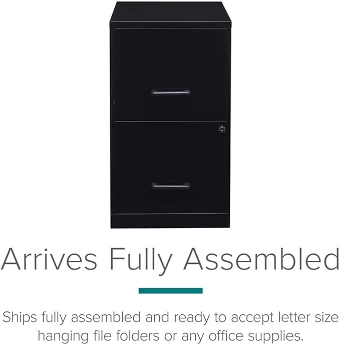 Scranton & Co 18" Deep 2 Drawer Metal File Cabinet in Black (Set of 2)