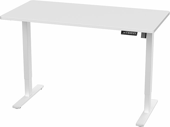 VIVO Electric 55 x 28 in Standing Desk, Memory Height Adjustment, 1B Series, One-Piece White Top, White Frame, DESK-KIT-1W55W