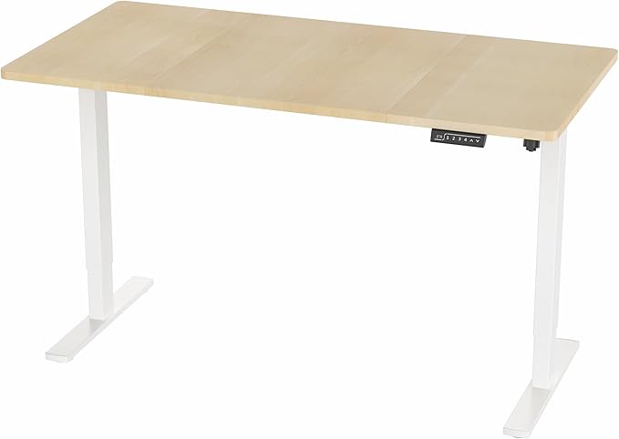VIVO Electric 60 x 30 in Standing Desk, Memory Height Adjustment, 1B Series, Light Wood Top White Frame, DESK-KIT-1W6C-30