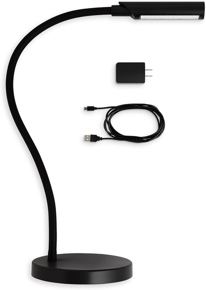 Reliable UberLight Flex 4200TL Task Light – LED Portable Desk Light with Round Base, USB Connection, 26.5” Flexible Gooseneck, 270° Rotational Head, and up to 60,000 Hours of Use (Black)