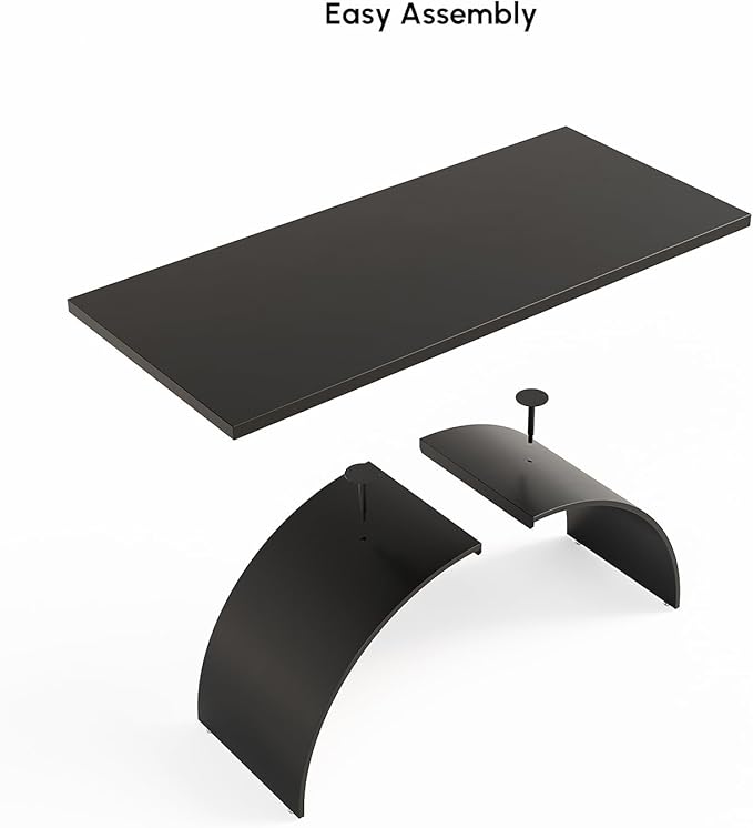 homary 70.9" Industrial Executive Desk, Black Top Desk Modern Home Desk with Arched Design Legs for Study, Office, Home Office