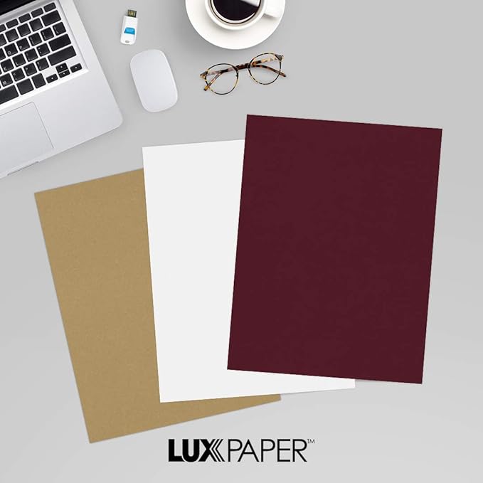 LUXPaper 8.5" x 11" Cardstock | Letter Size | Burgundy Linen | 100lb. Cover (183lb. Text) | 250 Qty