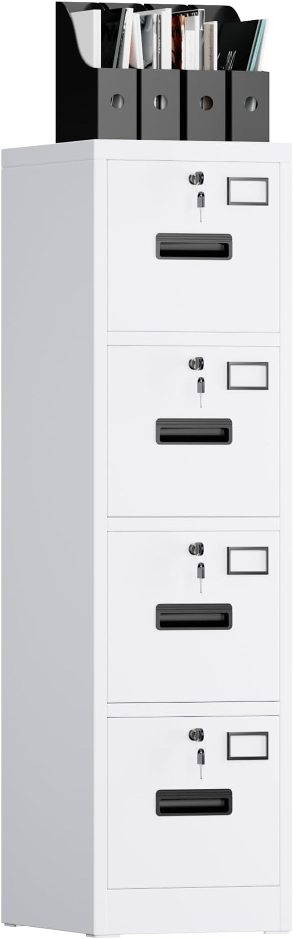 SUXXAN 4 Drawer File Cabinet, Metal Vertical File Storage Cabinet with Lock, Office Home Steel Vertical File Cabinet for A4 Letter/Legal Size, 14.96" W x 17.72" D x 55.2" H, Assembly Required