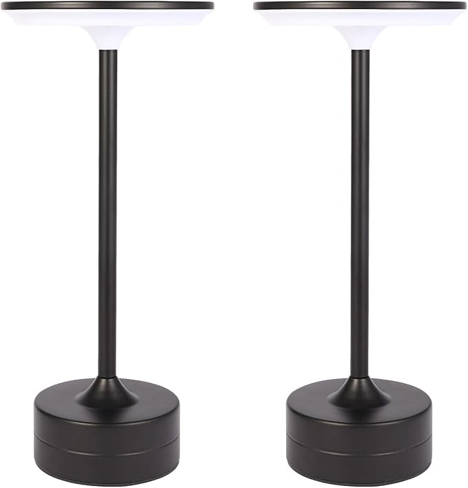 Rechargeable Cordless Table Lamp, 6000mAh Battery Operated LED Desk Lamp 2Pack, Portable LED Touch Restaurant Table Light Up to 48 Hours Usage for Restaurant Bar Outdoor Indoor