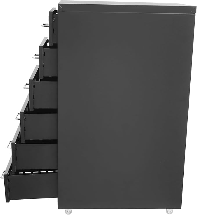 6 Drawers Rolling File Cabinet, Black Metal Filing Cabinets with Lock, 27 inch H Vertical Filing Cabinet Under Desk for Home Office, Heavy Duty Metal Storage Cabinet for A4/Letter/Legal Size File