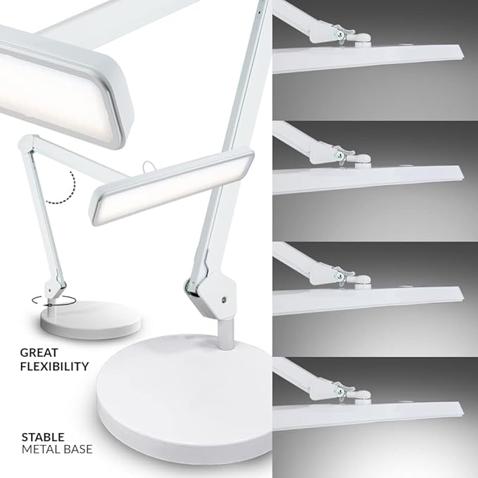 Neatfi XL 2,500 Lumens LED Task Lamp, 30W, 162 Pcs SMD LED, Dimmable, Eye-Caring, Desk Light for Home, Office (Non-CCT with Base, White)
