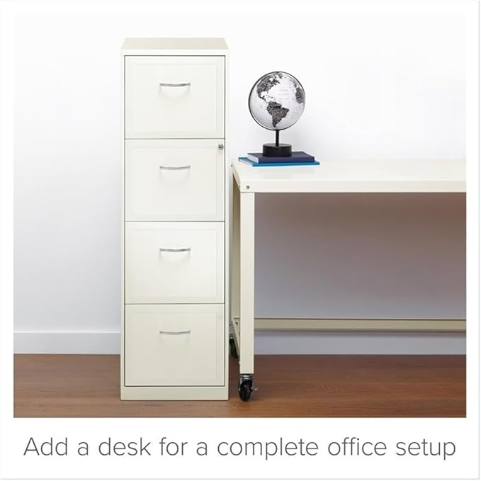 Pemberly Row 18" 4-Drawer Traditional Metal File Cabinet in White