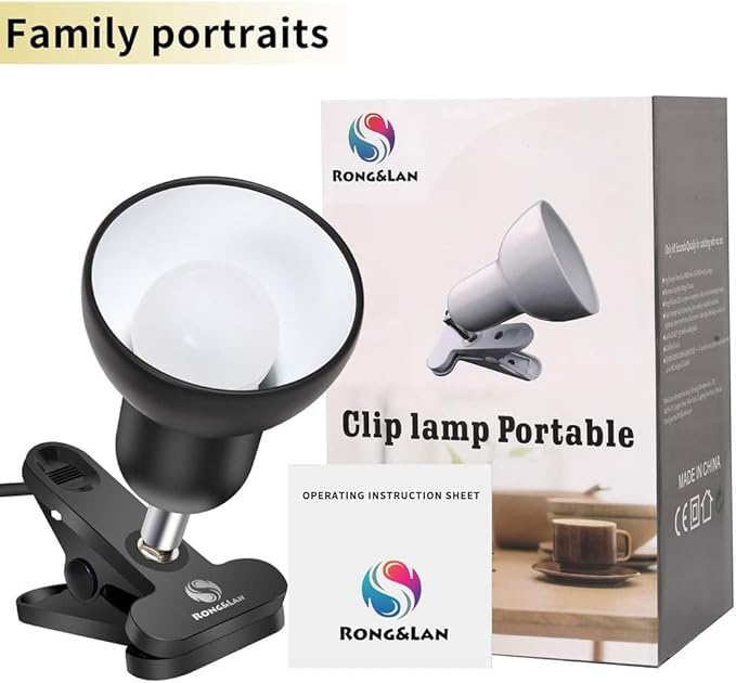 RONG&LAN Clip lamp,360° Rotation Clip on Lamp Portable Book Reading Light,Clamp on Desk/Table/Bunk Bed/Cupboard Home Lighting, (Desk lamp,Seven Colors for Your Choice) (Green)