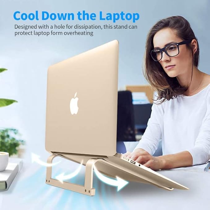 MacBook Pro Stand - Aluminum Computer Riser for 12-16.2 inch Laptops, Cooling Stand for Mac, HP, Dell & More (Gold)