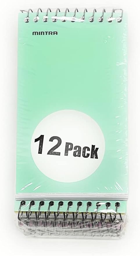 Mintra Office Small Spiral Notebooks (3x5 Top Spiral 12pk, Pastel) - Bulk Pack of 12, Mini Pocket Notebook, Reporter Journal, Assorted Colors, College Ruled Lined Paper, 70 Sheets