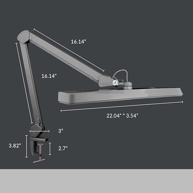 Neatfi XL 2,500 Lumens LED Task Lamp, 22 Inches Wide, 30W, 162 Pcs SMD LED, Eye-Caring, Desk Light with Clamp for Home, Office, and Study Room (Non-CCT, Silver)
