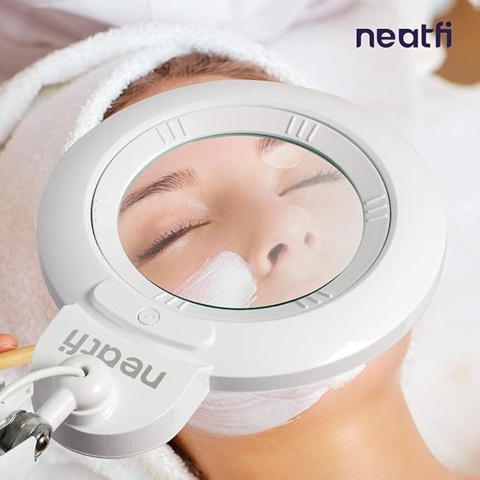 Neatfi XL Bifocals 1,200 Lumens LED Magnifying Lamp with Clamp, 3 Light Modes, Correlated Color Temperature Control (3000K-4500K-6000K), 12W, 120 Pcs SMD LED (White, 6 Inch Lens)