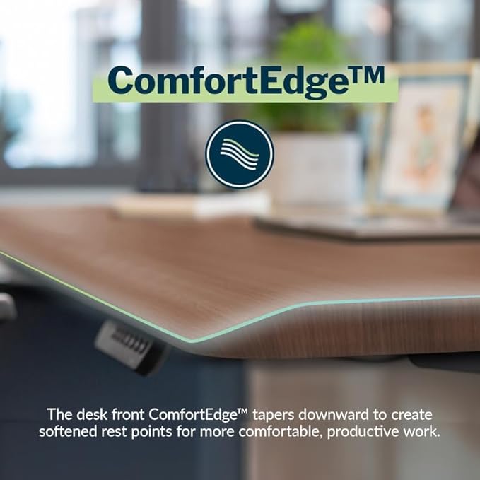 Vari ComfortEdge 48x30 Inch Electric Standing Desk – Height Adjustable Sit Stand VariDesk with Memory Presets, Sloped Edge, 220 LB Capacity + Tool-Free Assembly (Walnut)