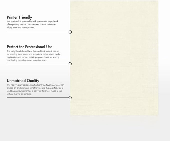 LUXPaper 8.5" x 11" Cardstock | Letter Size | Natural Linen | 100lb. Cover (183lb. Text) | 500 Qty