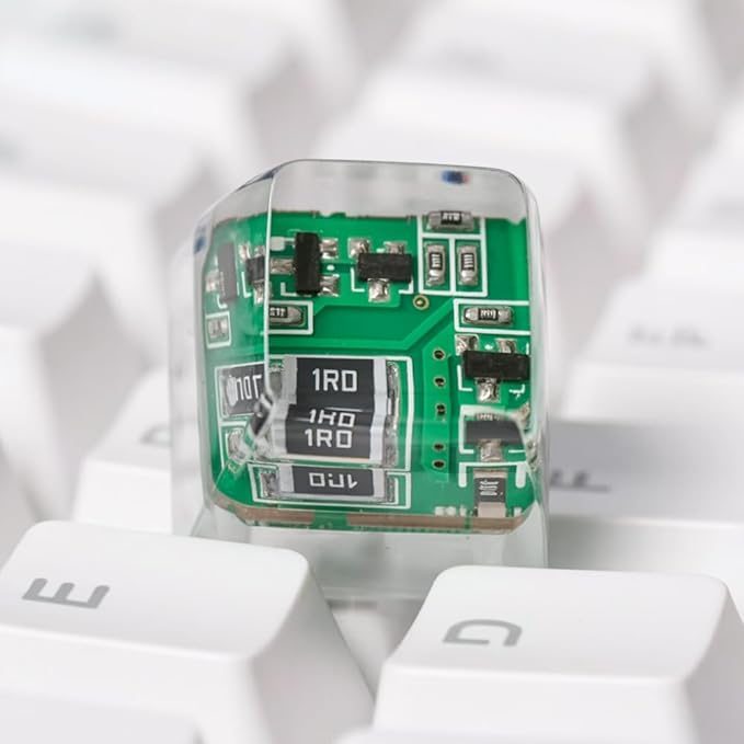 Green Circuit Board Artisan Keycap R1 SA Profile Custom Keycaps 1U ESC Handmade Gaming Resin Key Cap Cherry MX Switch Compatible Mechanical Keyboard Tech Lover Gift