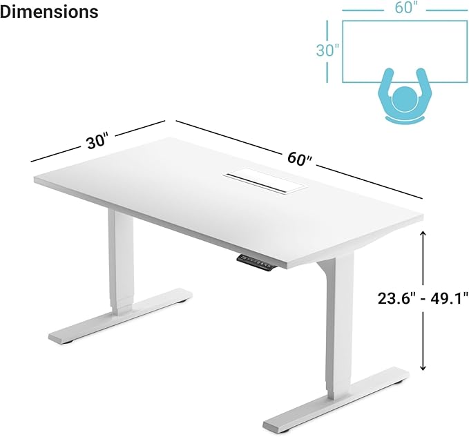Progressive Desk Stand Up Adjustable Height Electric Standing Desk - 60"x30" Dual Motor, Computer Workstation Sit Stand Table for Home Office - Dark Cherry, Black Frame