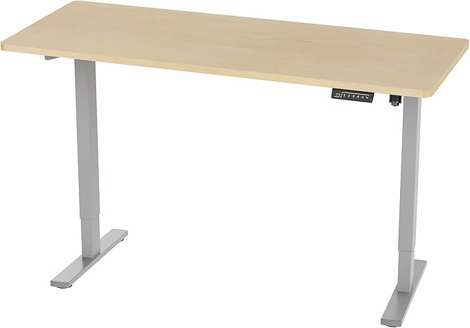 VIVO Electric 60 x 24 in Standing Desk, Memory Height Adjustment, 1B Series, One-Piece Light Wood Top, Gray Frame, DESK-KIT-1G6C