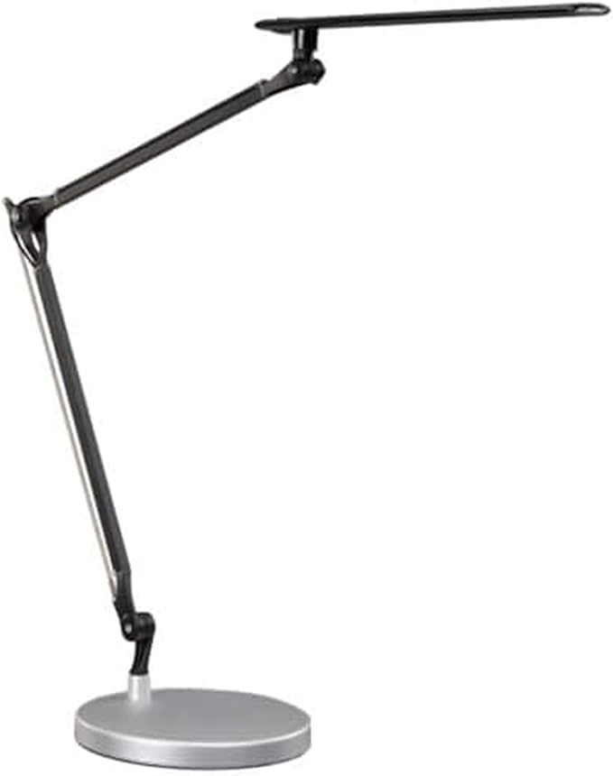 UPLIFTDESK E7 LED Desk Lamp with Clamp, Black Lamp with Silver Base