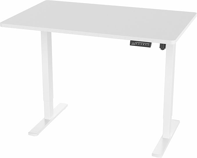 VIVO Electric 48 x 30 in Standing Desk, Memory Height Adjustment, 1B Series, One-Piece White Top, White Frame, DESK-KIT-1W5W