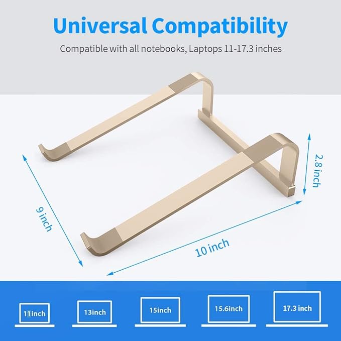 MacBook Pro Stand - Aluminum Computer Riser for 12-16.2 inch Laptops, Cooling Stand for Mac, HP, Dell & More (Gold)
