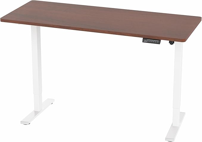 VIVO Electric 60 x 24 in Standing Desk, Memory Height Adjustment, 1B Series, One-Piece Dark Walnut Top, White Frame, DESK-KIT-1W6D