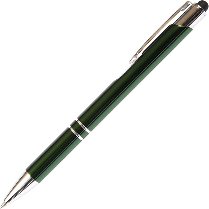 Green JJ Ballpoint Pen with Stylus - Black Ink Refill, Medium Tip Point