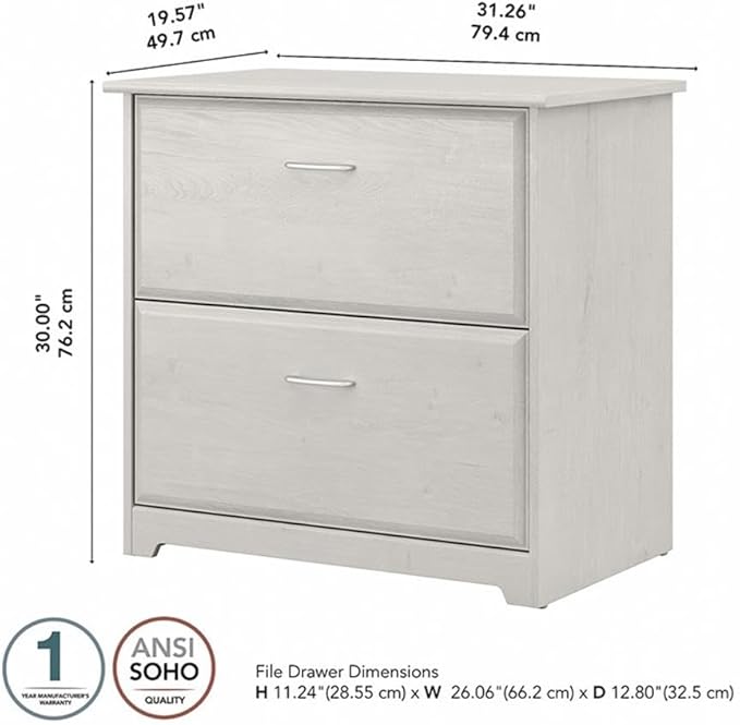 Pemberly Row 2 Drawer Lateral File Cabinet in Linen White Oak - Engineered Wood