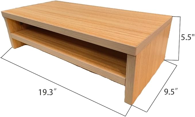 JZD Laptop Stand for Desk with Storage Shelves,Wooden Desktop Organizer with Storage for Home Office