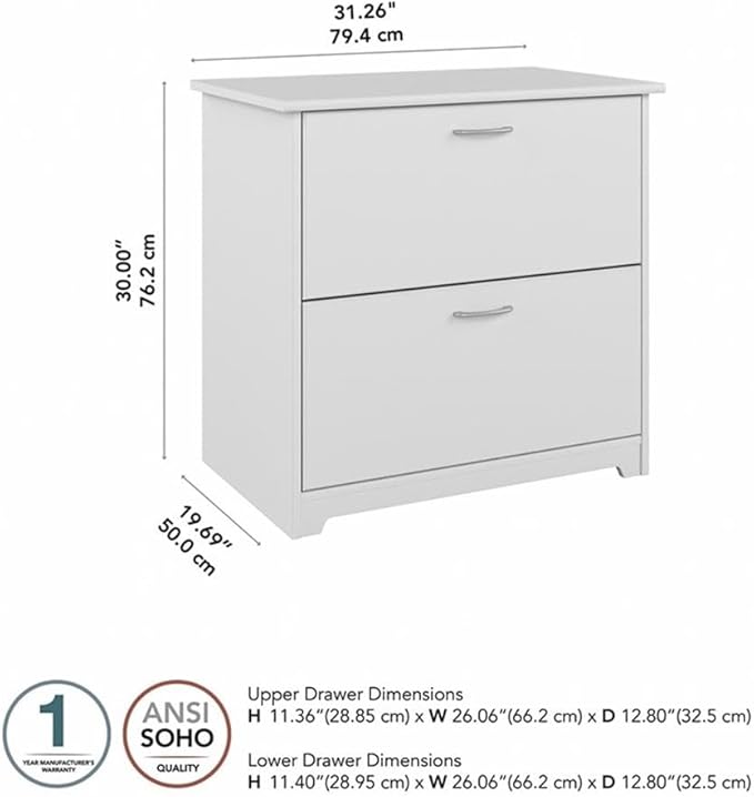 Pemberly Row 2 Drawer Lateral File Cabinet in White - Engineered Wood