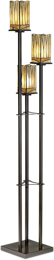 Robert Louis Tiffany Sedona Tiffany Style Floor Lamp Standing with USB Charging Port 3-Light 72" Tall Bronze Metal Amber Art Glass Shade for Living Room Reading House Bedroom Home Office