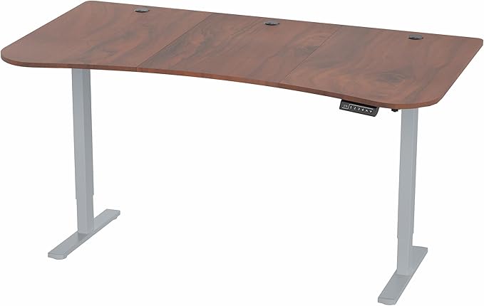 VIVO Electric 63 x 32 in Standing Desk, Memory Height Adjustment, 1B Series, Dark Walnut Top Gray Frame, DESK-KIT-1G1D