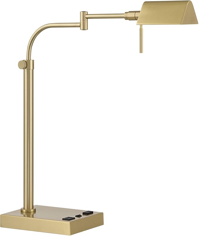 Possini Euro Design Possini Euro Keegan Adjustable Brass Finish USB and Outlet Desk Lamp
