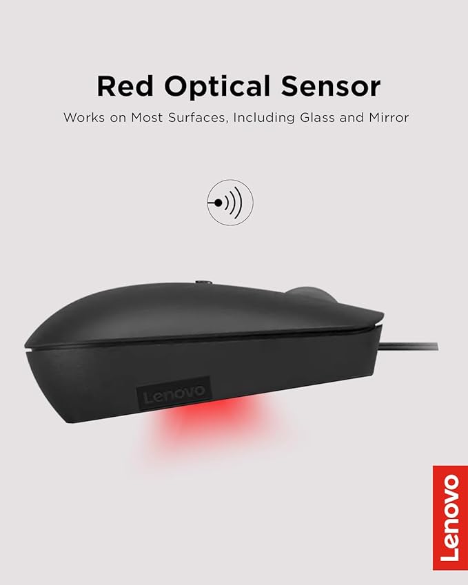 Lenovo 400 USB-C Compact Wired Mouse – Pocket Friendly Portable Mouse for Notebook or Large Computer Monitor, Black