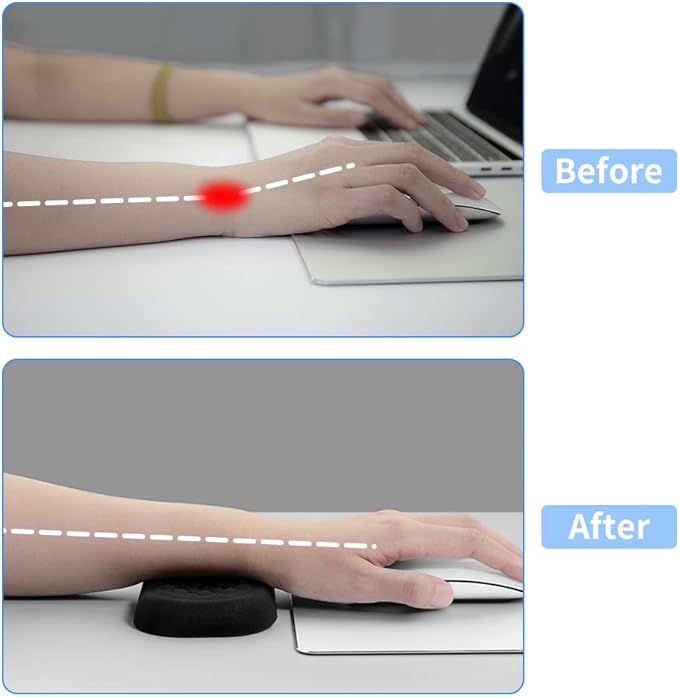 Vaydeer Mouse Wrist Rest Pad, Memory Foam Hand Rest Support Padded for Office, Computer, Laptop, Typing and Wrist Pain Relief and Repair (5.91 inch, Black)