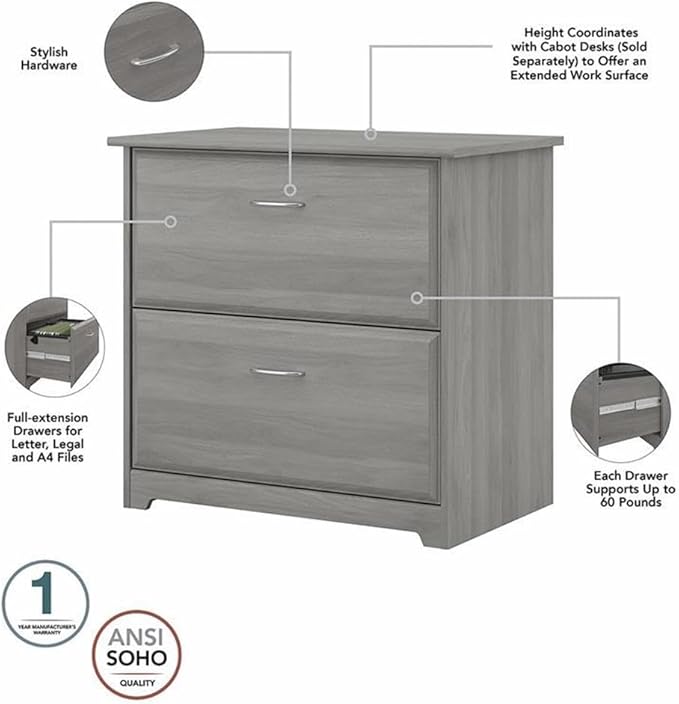 Pemberly Row 2 Drawer Lateral File Cabinet in Modern Gray - Engineered Wood