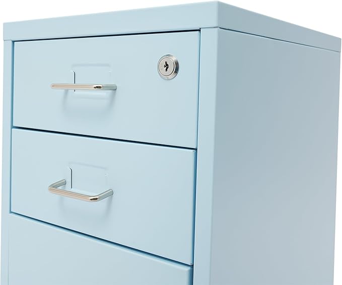 3 Drawers Rolling File Cabinet, Metal Filing Cabinets with Lock, 18.3 inch H Vertical Filing Cabinet Under Desk for Home Office, Heavy Duty Metal Storage Cabinet for A4/Letter/Legal Size File