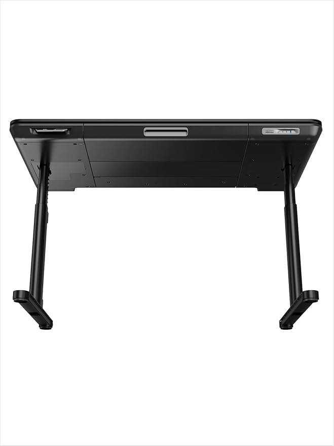 Smart Executive Electric Standing Desk, Wireless Charging, with Storage Drawer, Hidden Power Strip, Galaxy Glass